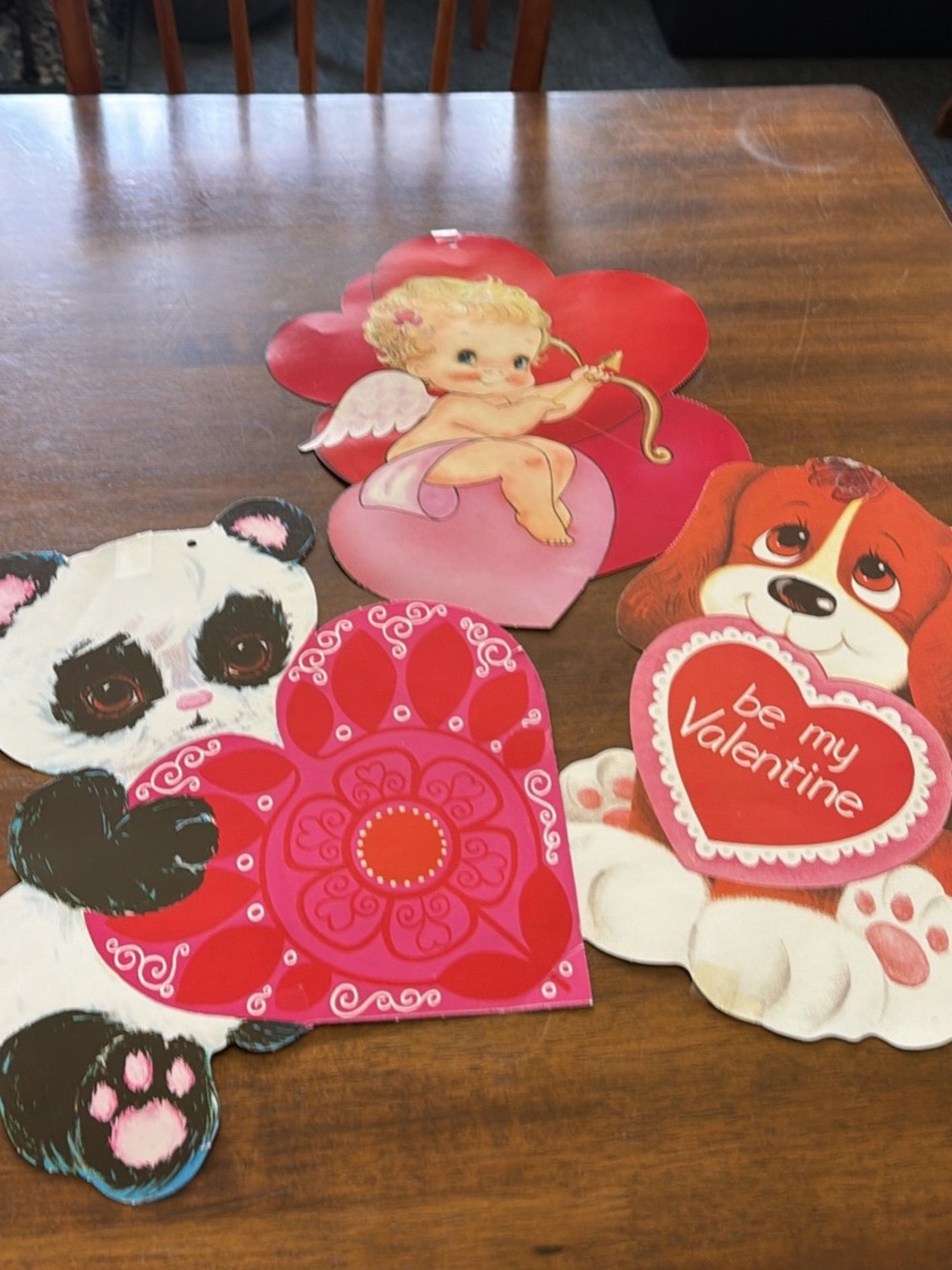 2 sets of 3 VTG.Rare Beistle Valentine's Day die-cut doubleside-decorations